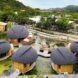 A view of five turtle shell-shaped structures facing the rural area of Hua Hin
