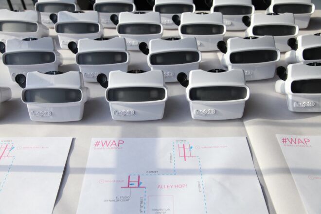 Several VR headsets.