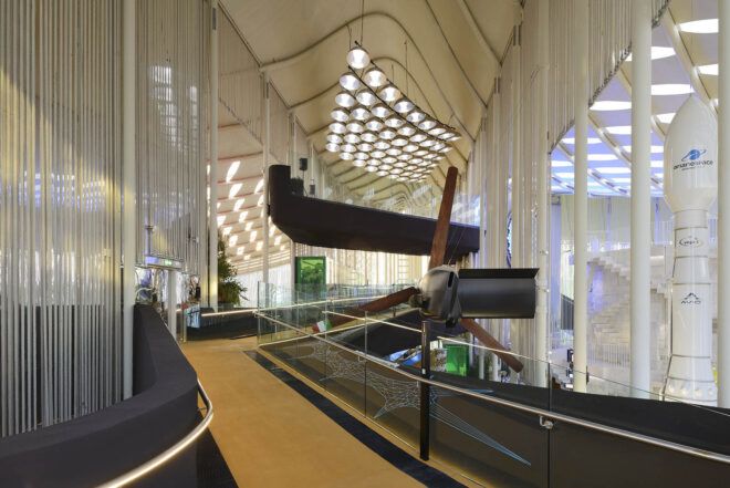 A hallway leading through the pavilion.