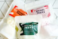 Three packets of shower fizzies in rice paper packaging