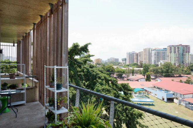 Balcony view towards Dar es Salaam cityscape