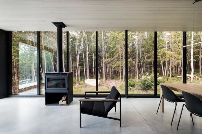 Interior room with a chimney