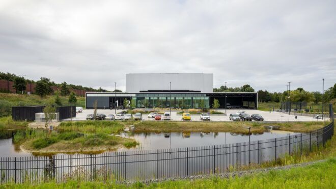 Exterior of collection center during daytime