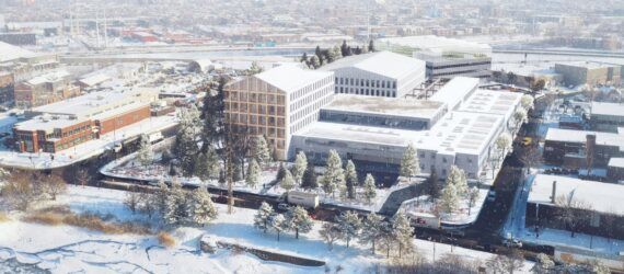 Exterior aerial view of the architecture