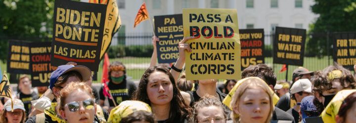 Climate protestors outside the White House.