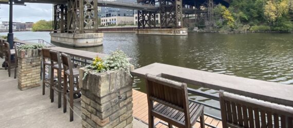 A stream with chairs lined up against the edge for viewers to sit and watch the stream