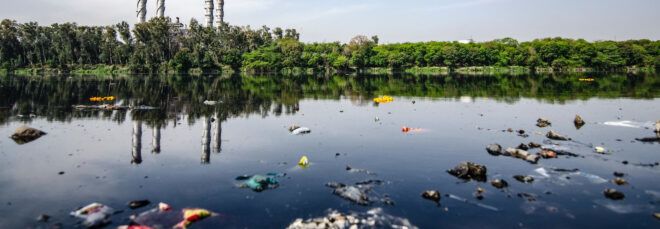 A lake full of garbage.
