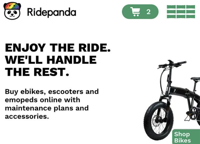 A screenshot of Ridepanda's homepage.