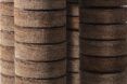 Cork-like material stacked on top of each other