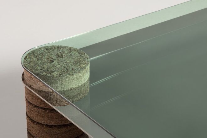 Close up of glass table