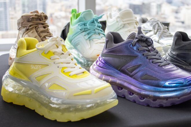 Rows of multicolor shoes