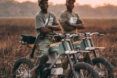 Two people on e-bikes.
