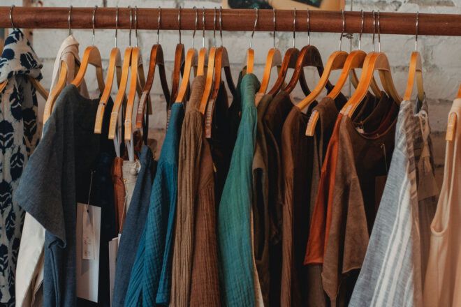 A rack of clothes.