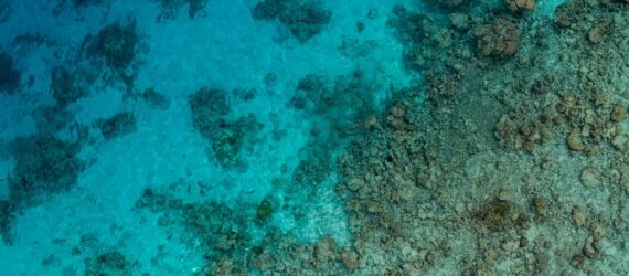 Clear blue ocean aerial view