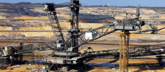 A mining machine in a pit.