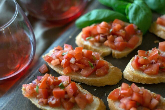 Slices of bruschetta.
