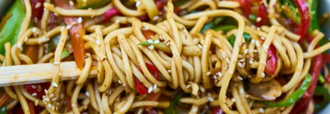 A vegetable noodle dish.