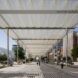 A woven canopy above an open hallway