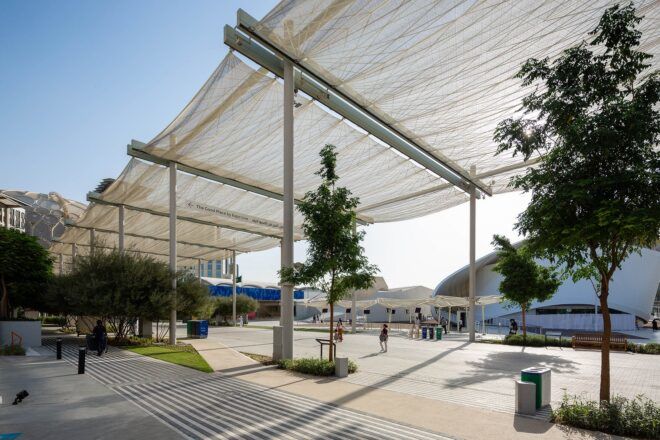 The woven canopy stretched on above a hallway