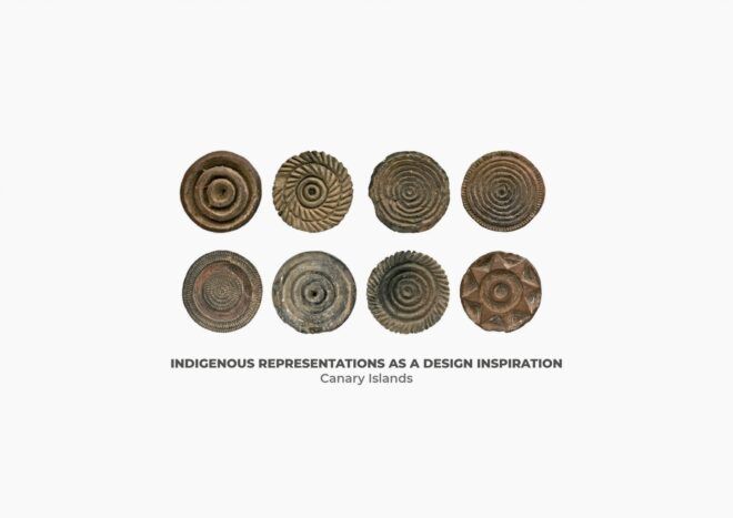 Different patterns and textures in circular patterns showing the inspiration was from Indigenous culture