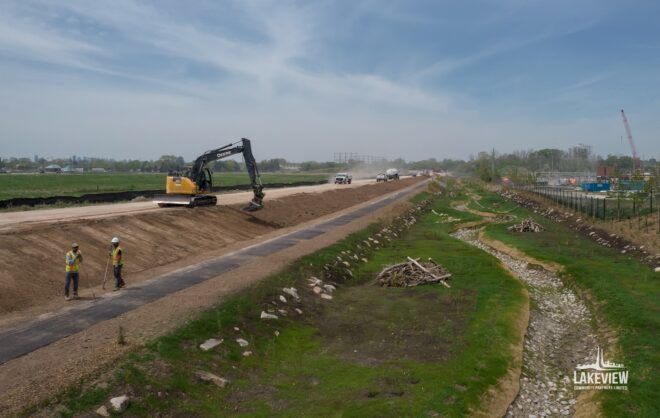 Construction on a dirt area