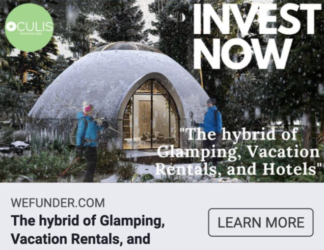A graphic of an Oculis dome with text reading "Invest Now."