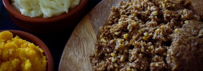 A plate of haggis.