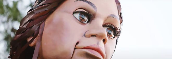 The face of a giant puppet.