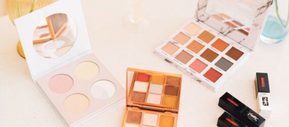 A spread of makeup products.