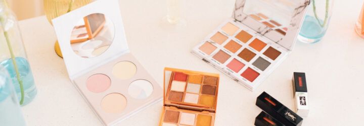 A spread of makeup products.