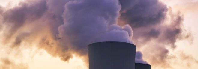 A factory emitting fumes.
