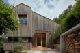 A wood-panel home exterior.