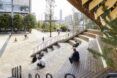 Outdoor staircase seating.