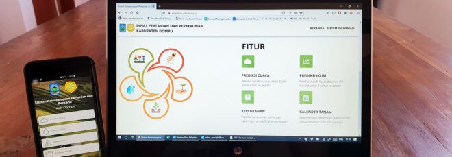 The app open on a laptop and phone.