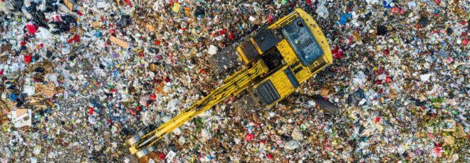 An aerial view of a landfill.