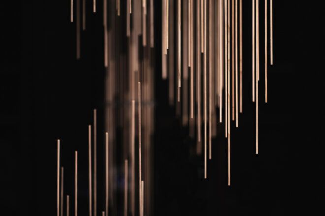Close up of the project's wooden rods that shift upwards and downwards