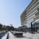 The outside of a building has outdoor seating