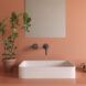 A pink bathroom scene.