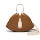 A brown handbag against a white background