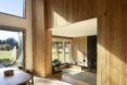 A living room area with wood features.