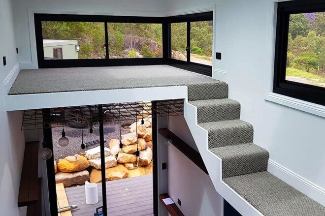 A loft inside the tiny home.