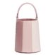 A pink bucket handbag against a white background