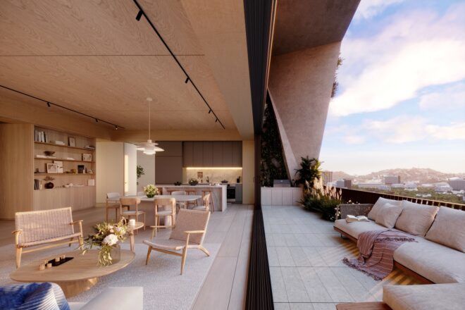 A separation between the inside living room versus the outside balcony deck area