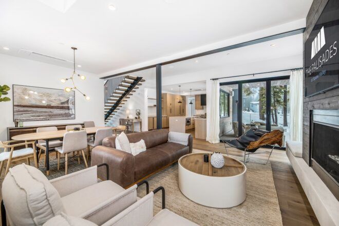 A living room that is connected to a dining area