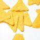 Triangle chips laid out on a white background