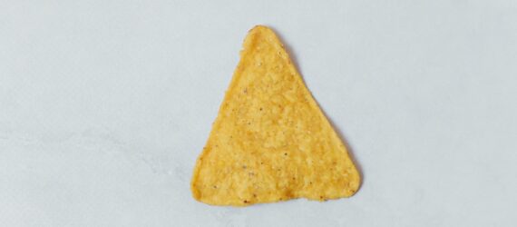 A single triangle tortilla chip