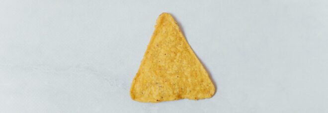A single triangle tortilla chip