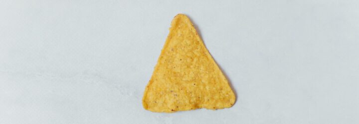 A single triangle tortilla chip