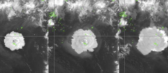 Meteorological images of the eruption.