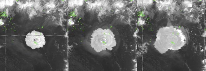 Meteorological images of the eruption.